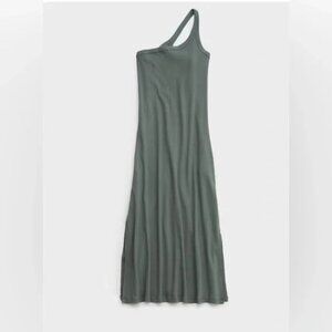 aerie One Shoulder Ribbed Mini Dress in Green - Size Medium